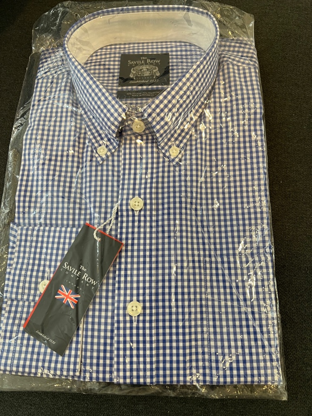 Savile Row Blue Gingham Button-Down Casual Shirt